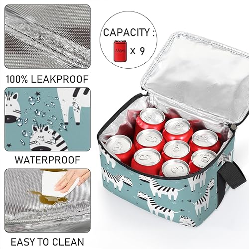 Miniatura 5 de QsirBC Bolsa de almuerzo aislada con estampado de cebras para mujer, reutilizable, bolsa cuadrada de comida para adultos y hombres, lonchera más
