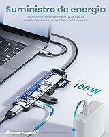 Vista 3 de Hiearcool - Adaptador HUB con USB C y 7 puertos en 1 de USB C a HDMI compatible para Macbook Pro y computadores portátiles con USB C; adaptador