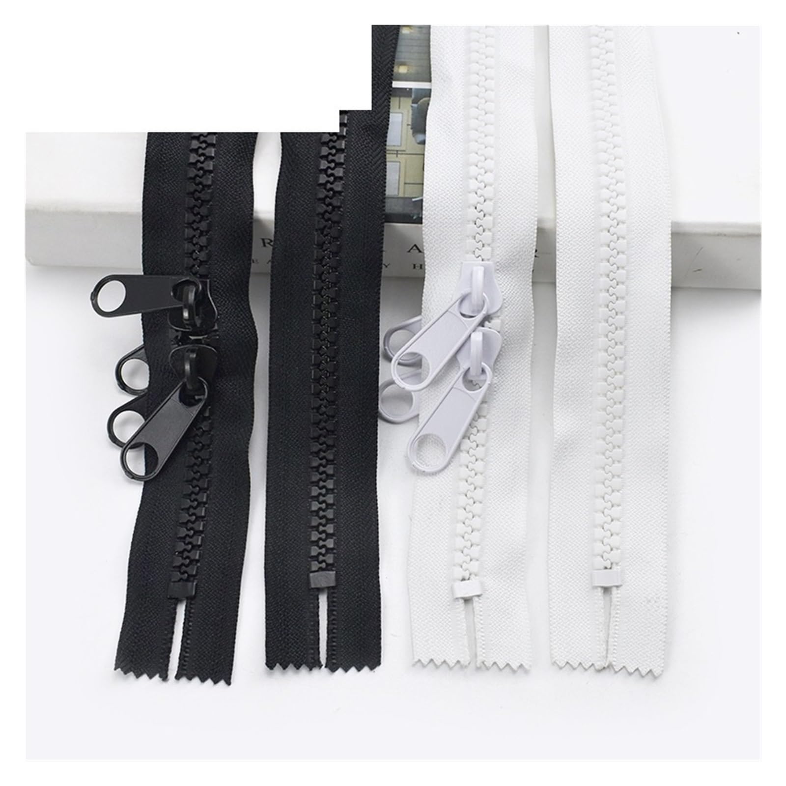 Cerniera Lampo Cerniera 1Pc for cucire 100-600cm Cerniere chiuse bidirezionali for Tende Borsa decorativa a doppio cursore Accessori fai da te all'aperto(White,600cm(6Meters))