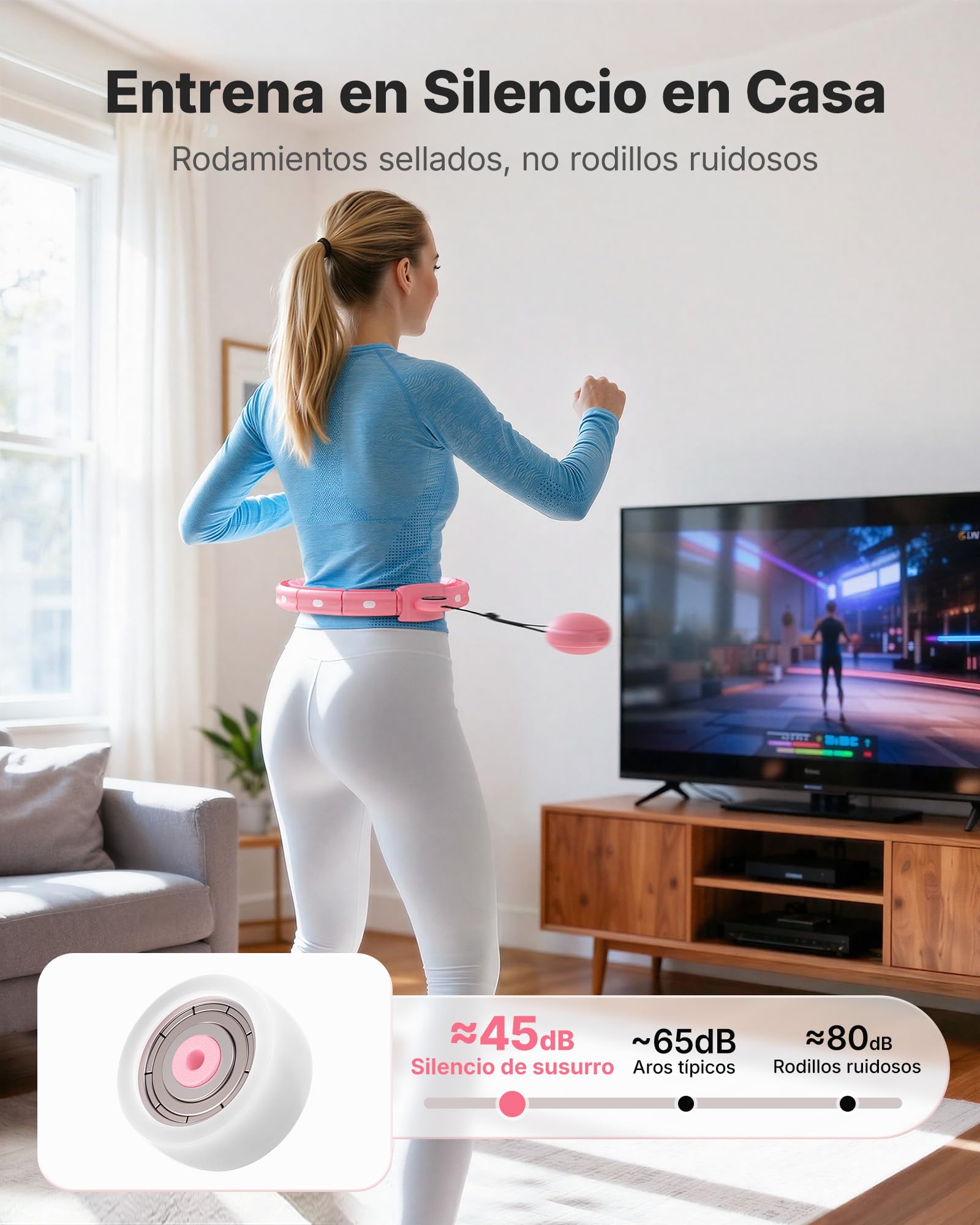 MERACH Hula Hoop para Adultos con Contador de Calorías, Hula Hoop Fitness Silencioso, Desmontable, para Cintura 84-144 cm, para Quemar Grasa y Cardio, Equipo de Entrenamiento en Casa
