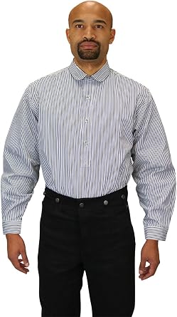 Historical Emporium Mens Banker Club Collar Cotton Dress Shirt, Victorian Edwardin Period Formal Costume Reenactment