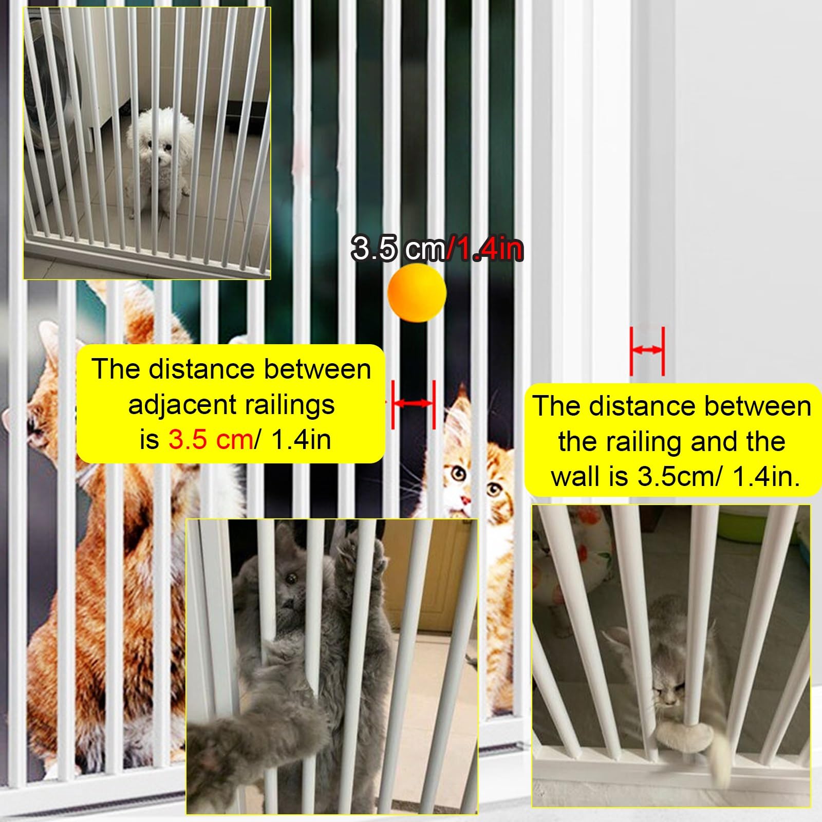 Gattaiola Barriera per gatti con serratura per porte, Cancello anti-arrampicata extra alto per animali domestici per separare, Montaggio a pressione con ingombro ridotto(60x170cm/24x67in)