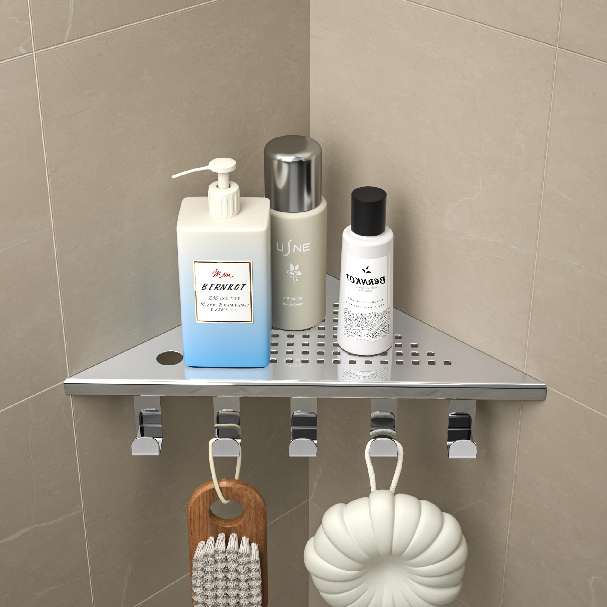 Eck-Duschregal aus 304-Edelstahl, 25,4 cm Eckregal für die Dusche | Duschablage Ecke für Badrenovierung, passend für geflieste Wände, poliert