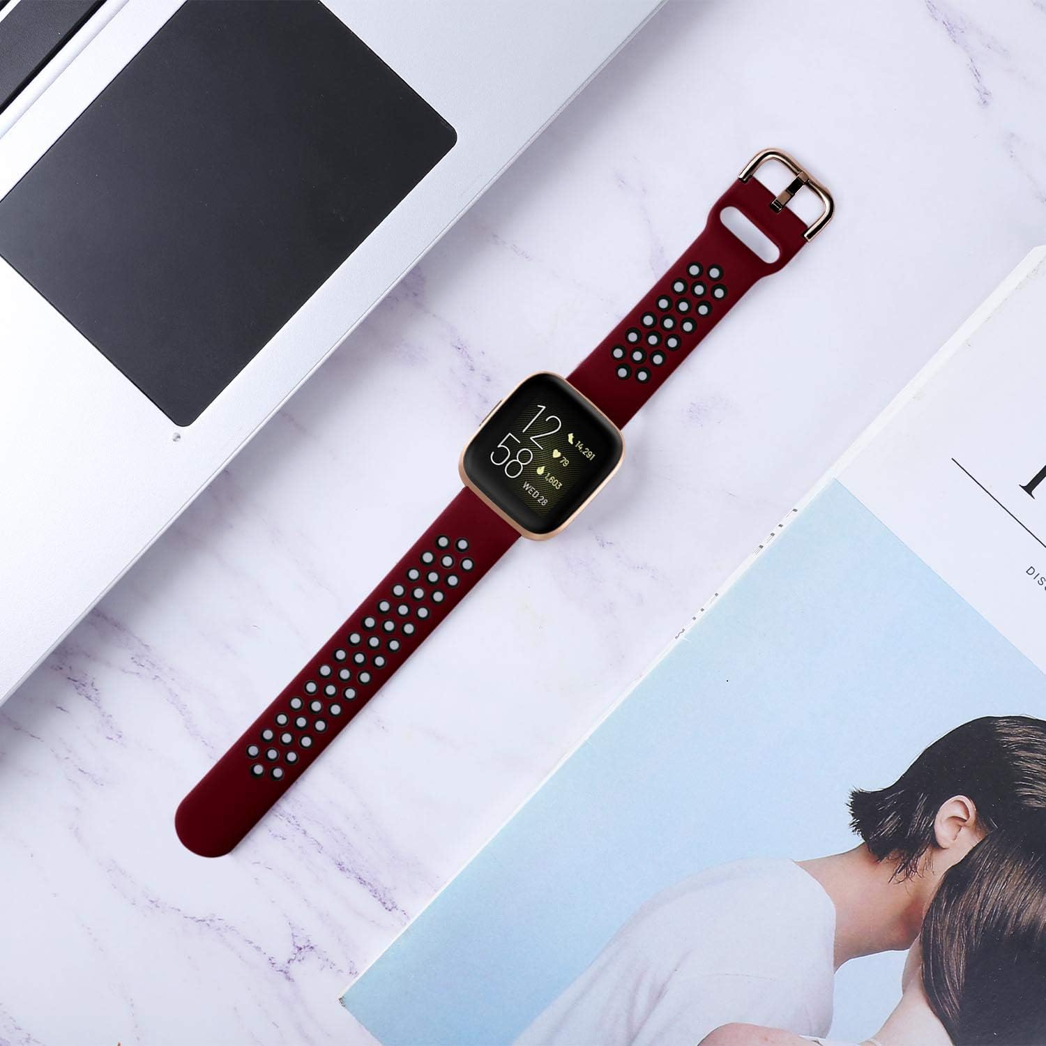 Acrbiutu Bands Compatible with Fitbit Versa/Versa 2 / Versa Lite, Soft Silicone Breathable Replacement Sport Accessory Watch Strap Wristband for Women Men