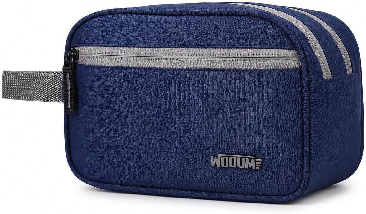 Wooum Travel Toiletry Pouch for Men 1 Year Warranty Shaving Kit Bag Travel Pouch Organizer Medicine Bag Toilet Kit for Travel Small Travel Pouch Bag for Men & Women (Navy Blue)
