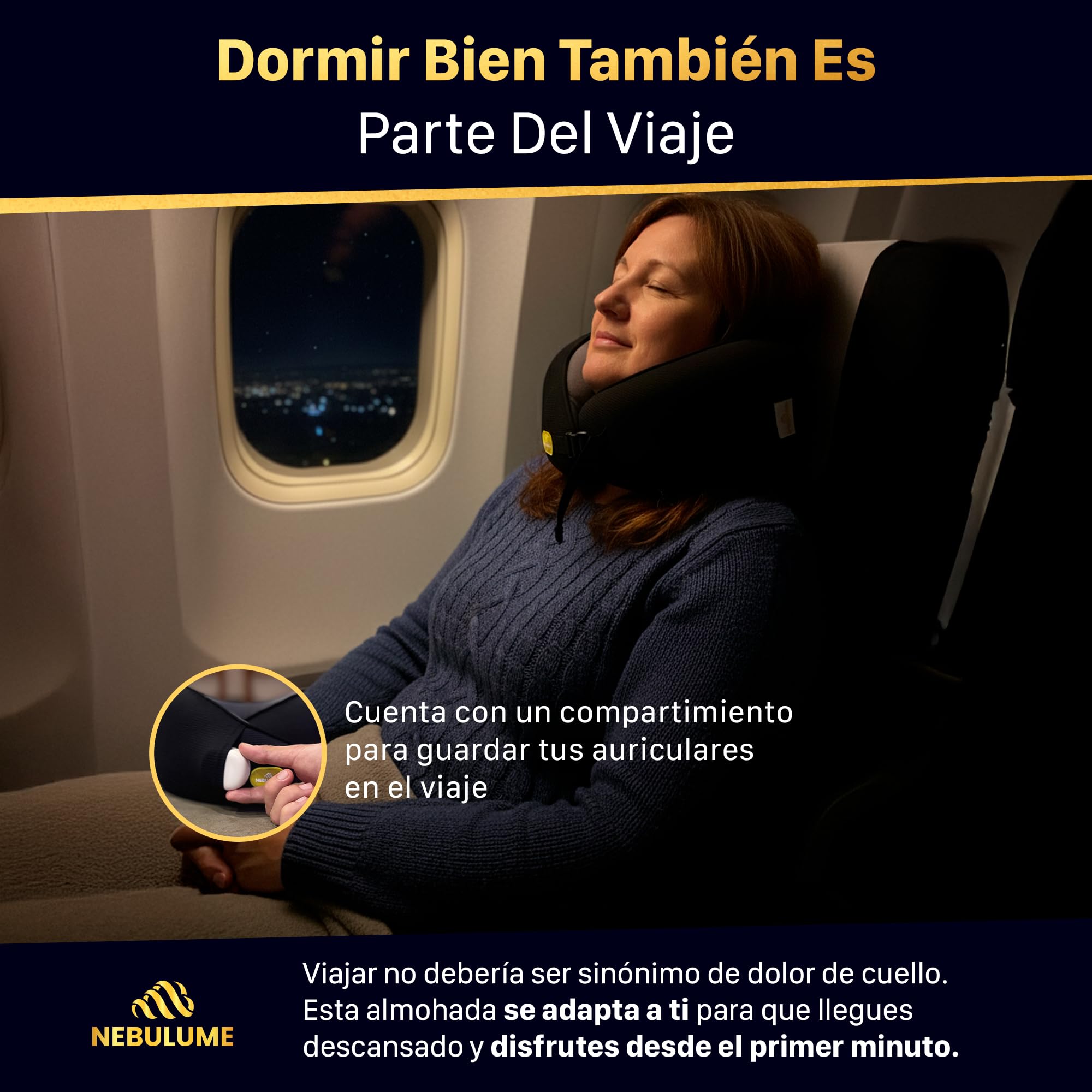 Almohada Viaje Premium - Almohada De Viaje para Cuello de Seda Helada y Soporte 360º - Cojin Avion Cuello con Hebilla Ajustable - Cojin Cervical con Funda Lavable Fácil - Travel Pillow