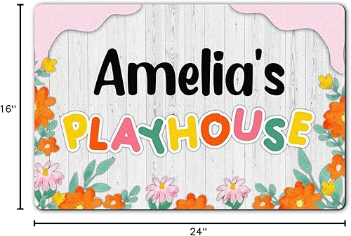 Miniatura 3 de VOTANTA Tapete personalizado con temática de flores florales para niños y niñas, letrero personalizado para casa de juegos al aire libre, patio,