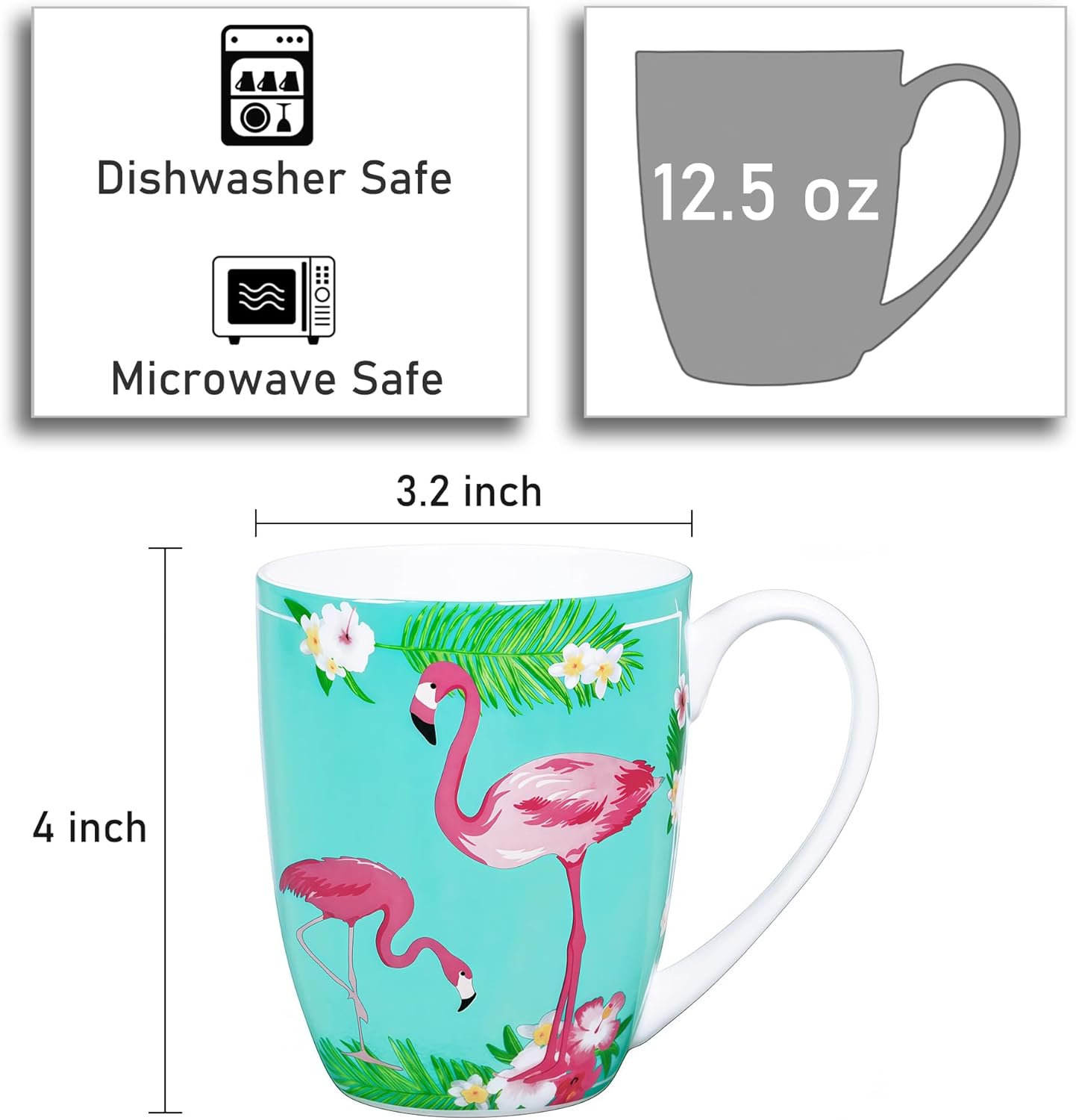 12.5 Ounce Bone China Coffee Tea Cup - Bone Animal Mugs - Cute Animal Coffee Tea Mug Gift for Friend, Dad, Mom - Image 2