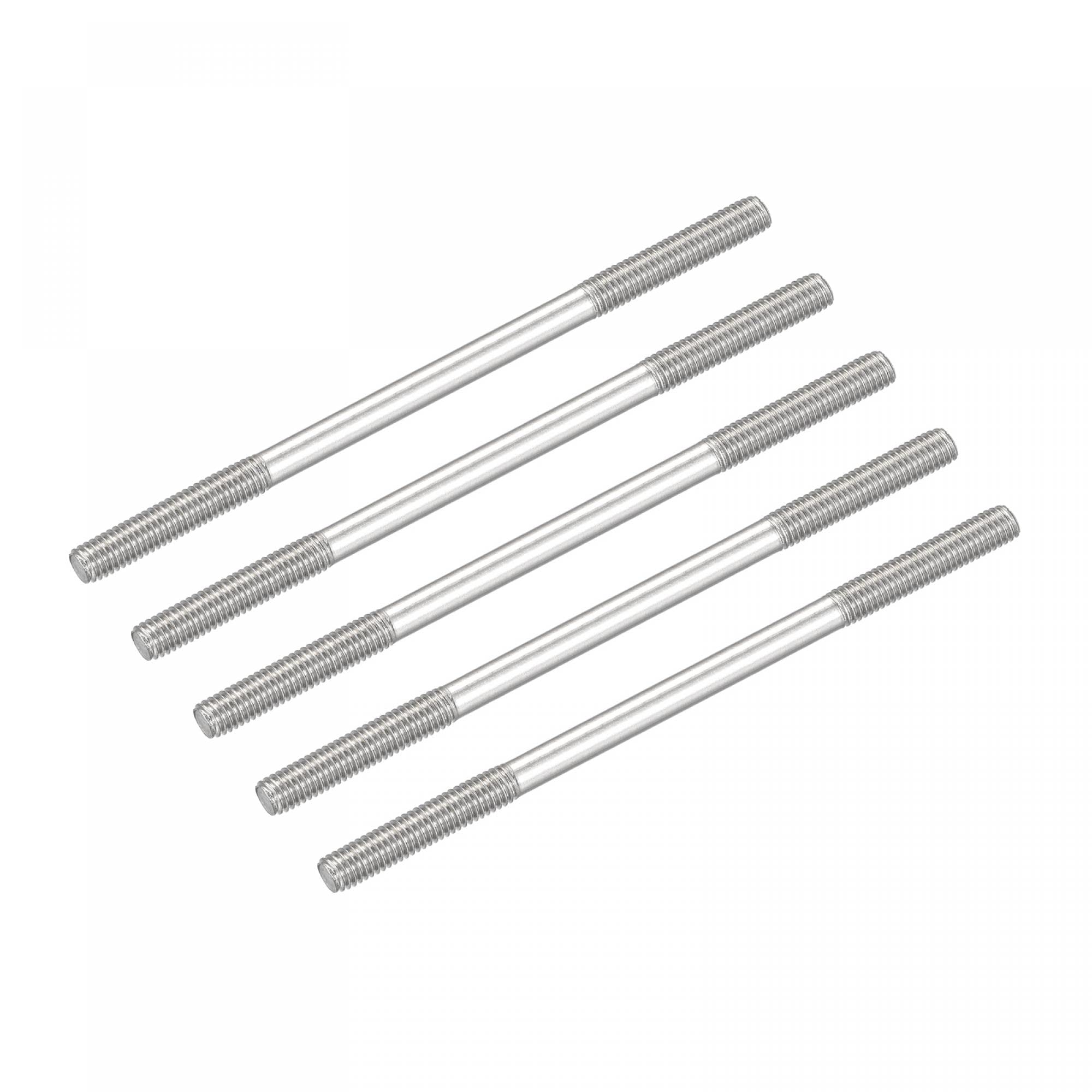 sourcing map Double Ended Stud Screws (M5 Thread 90mm Length) 5pcs, 304 Stainless Steel Dual Threaded Rod Bolts - for House Maintenance