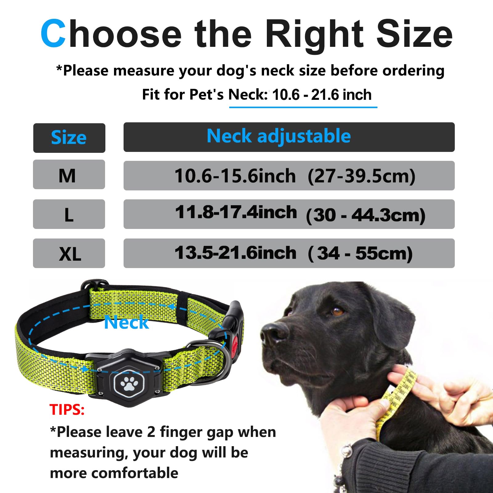 Luminous Airtag Dog Collar,Durable Dog Collar with Waterproof Apple Air Tag Holder Case,Adjustable,Soft,and Reflective GPS Tracking Dog Collars for Medium and Heavy Duty Large Dog Boy or Gril - Image 2