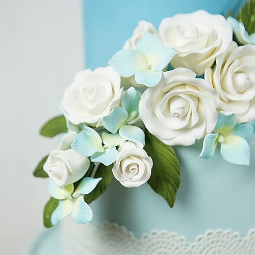 Miniatura 5 de Tea Rose Sugar Cake Flowers con alambre, blanco, cáliz blanco, con cable, tamaño pequeño, 35 unidades por el chef Alan Tetreault