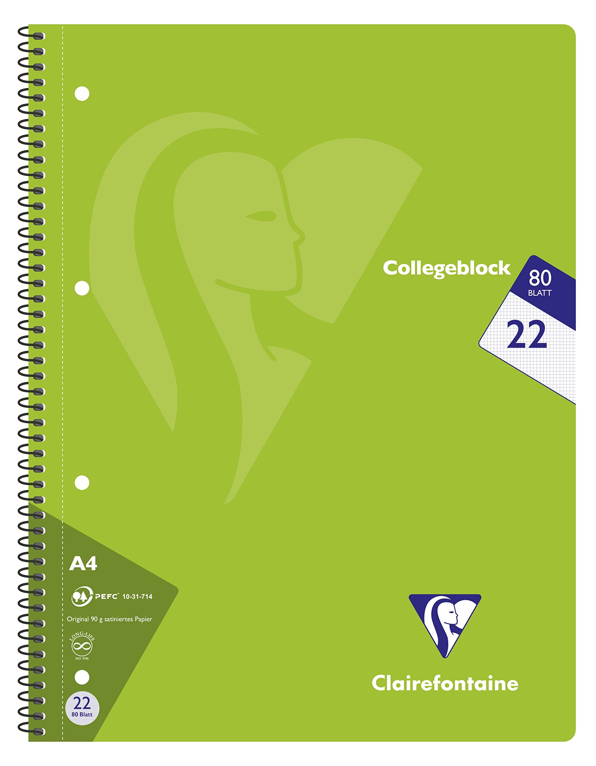 Clairefontaine 307252C, One Pack of 5 School Notebooks, DIN, Dimensions: A4 21 cm x 29.7 cm, 160 Pages, 90g, Small Squares - Image 3