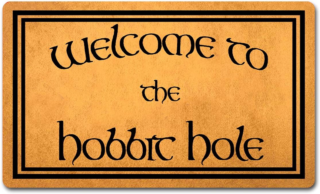 Funny Welcome Mat - Anti-Slip Entrance Way Rug 18"W x 30"L (Welcome to The Hobbit Hole)