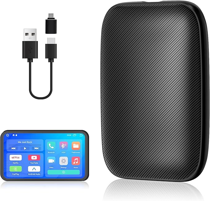 CARabc Wireless CarPlay Adapter with Netflix YouTube, Magic Box Carplay & Convert Wired to