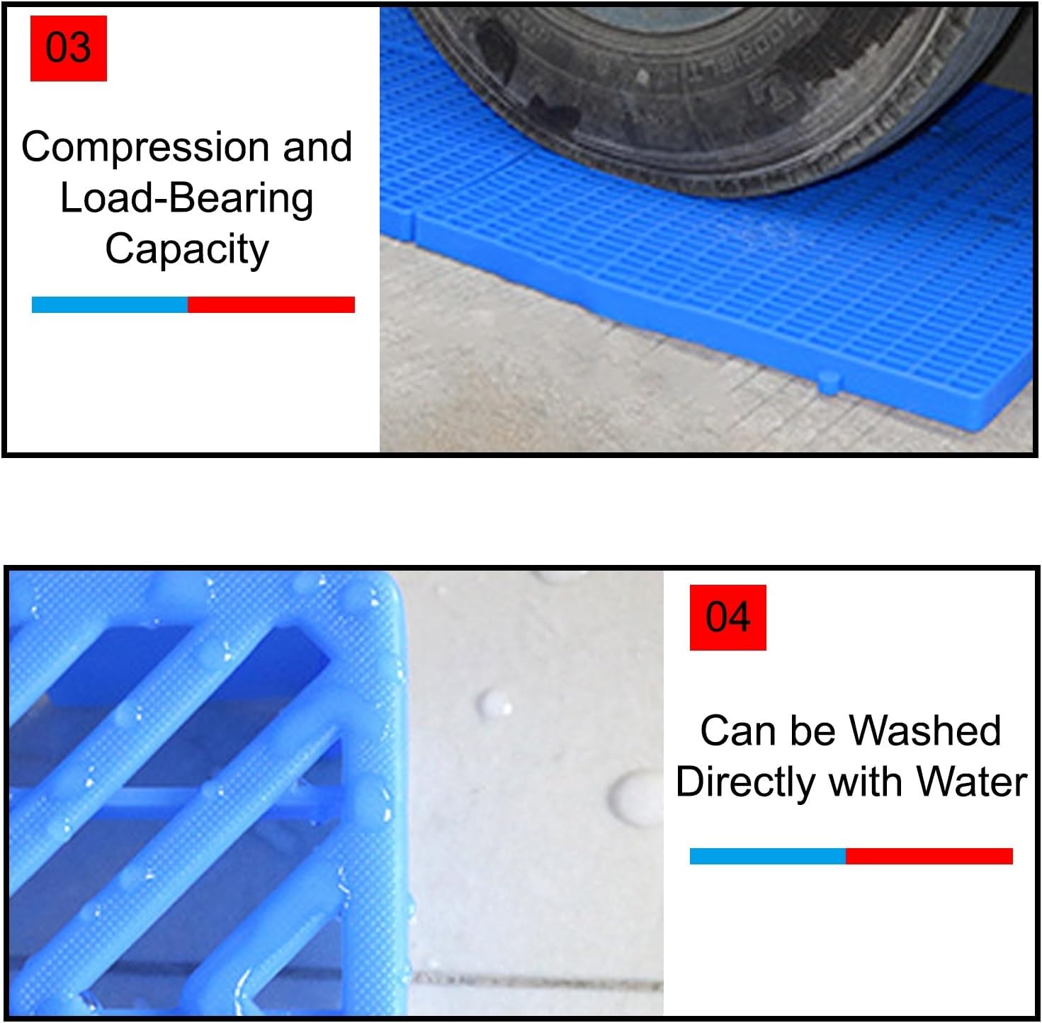 Non-Slip Plug-in System Lightweight Pallet, Breathable Grid Floor Pallet, Floor Riser Raised Platform, Article Rack Splicable Pallet Rack, for Supermarket(Black)