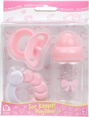 Miniatura 2 de JC Toys, juego de 3 piezas AZUL, Set de regalo de accesorios que incluye mamadera, chupete y sonajero. Se adapta a la mayoría de las muñecas – A