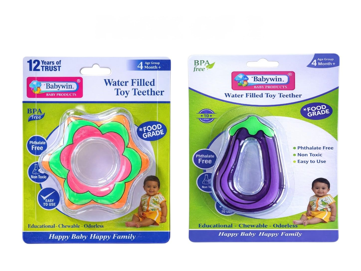 Water Filled Toy Teether(Flower,Brinjal) BPA Free, Food Grade, Phthalate Free, Non Toxic, 4 Months+, Pack of 2-image-25
