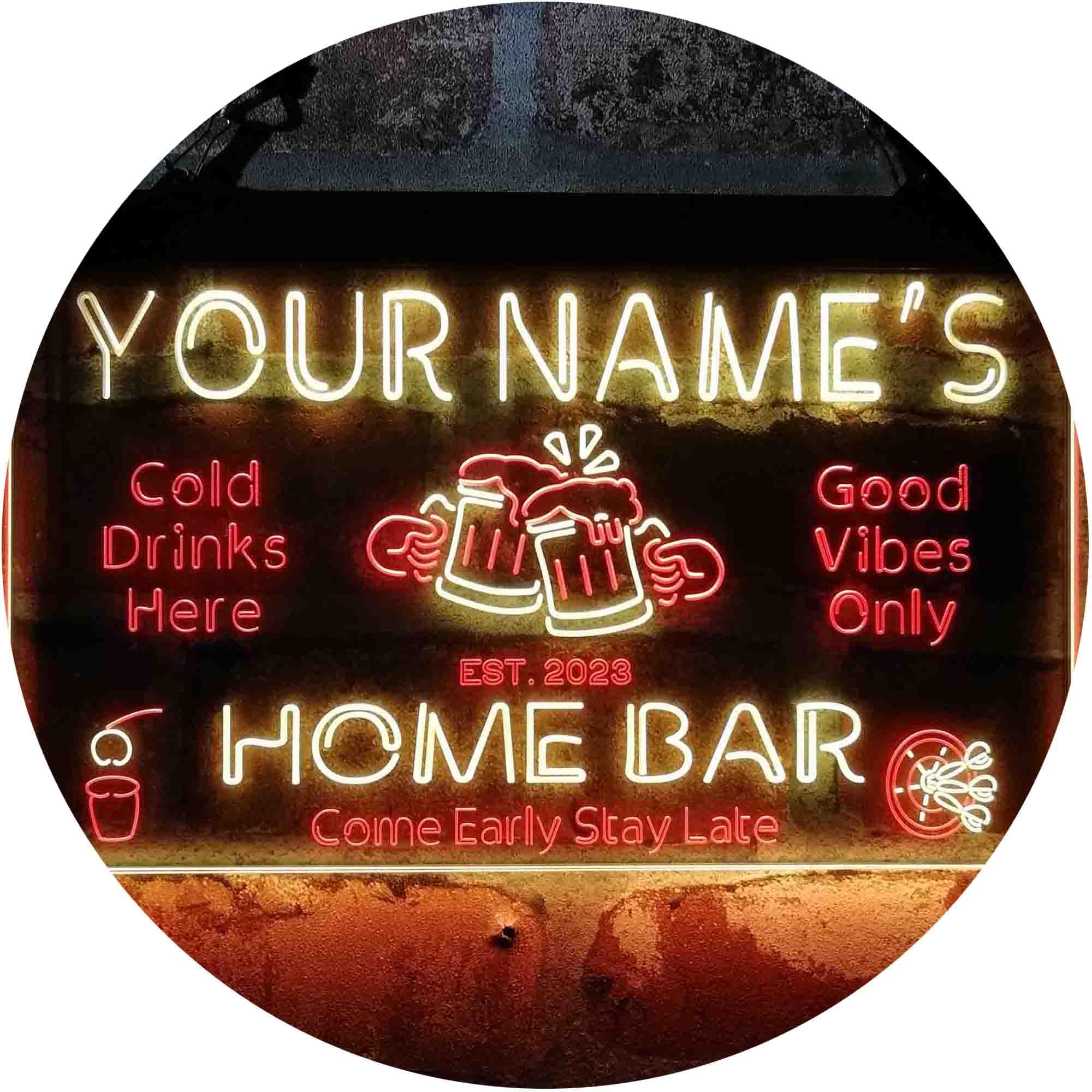 Advpro Red & Yellow Personalized Your Name Custom Home Bar Beer Established Year Dual Color Led Neon Sign 400Mm X 300Mm St6s43-P1-Tm-Ry