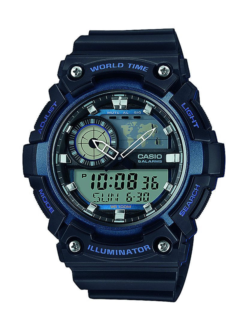 Anadigi Men's Green Dial Resin Band Watch - AEQ-200W-2AVEF