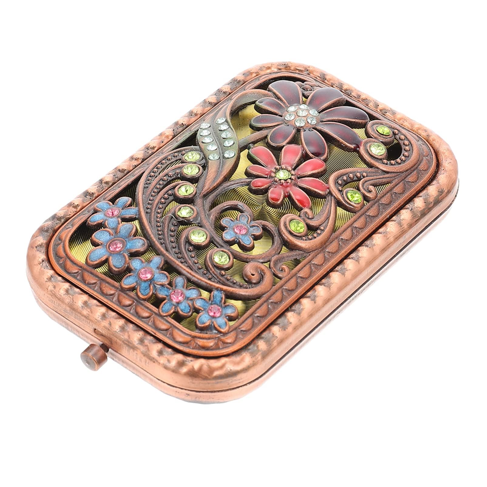 TERRIFI Folding Vanity Mirror, Travel Handheld Mirror Decorative Mirror Dual Sided Pocket Mirror Compact Makeup Mirror Purse Small Mirror Lightweight Mirror Metal Old Fashioned Dress