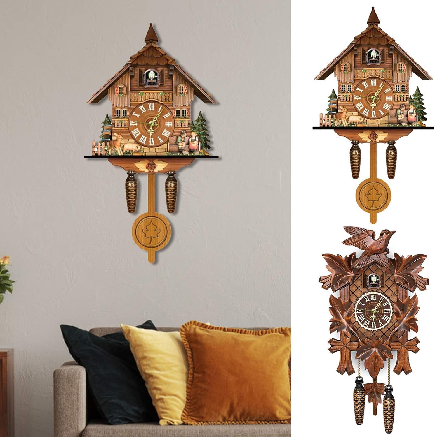 Zegar Z Kukułką, Retro Drewniany Zegar ścienny, Dom Swinging Cuckoo Wall Clock, Budzik Do Salonu, Biura, Gabinetu, Sypialni, Hotel, A