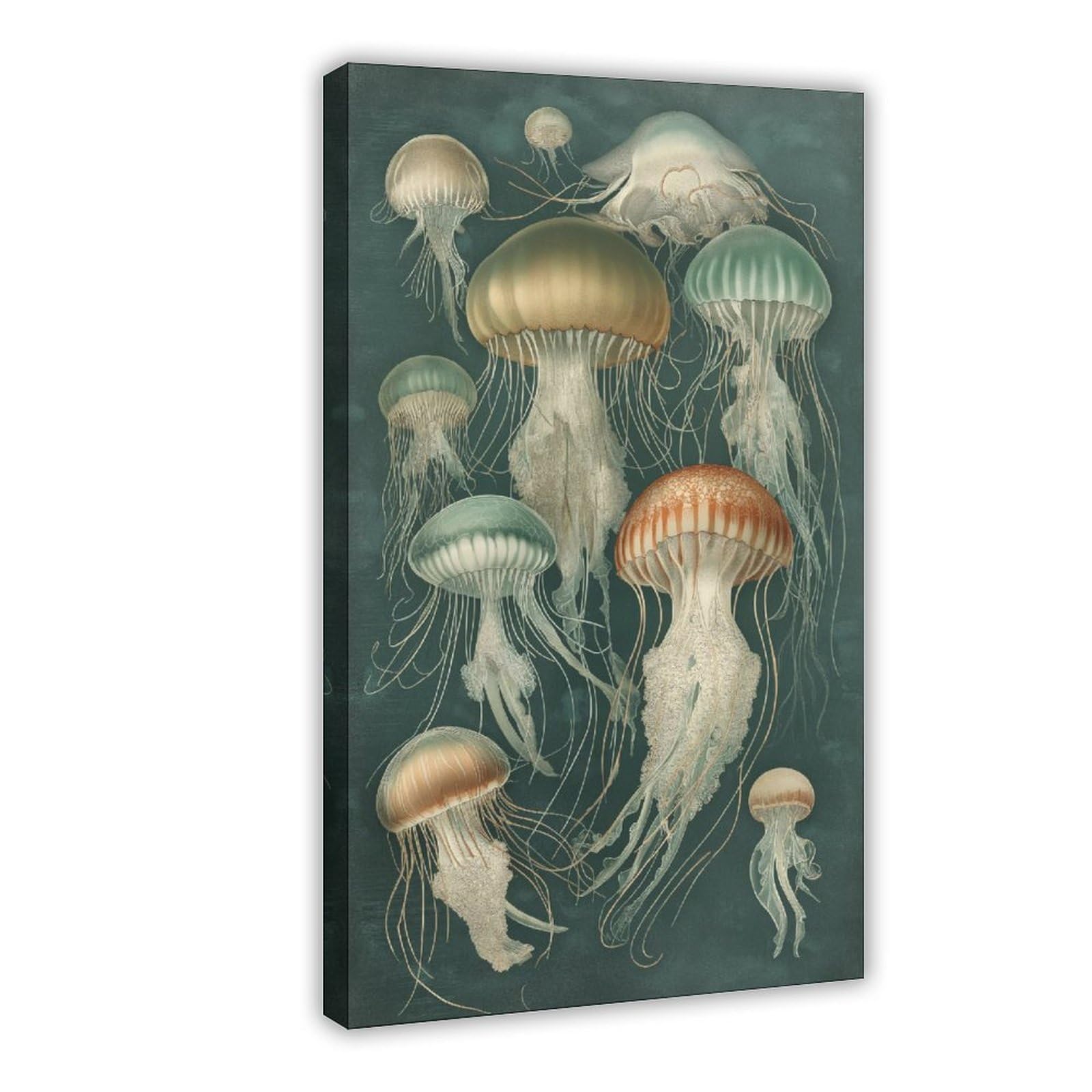 YWTJAX Vintage Jellyfish Poster Canvas Poster for Home Decor Gift