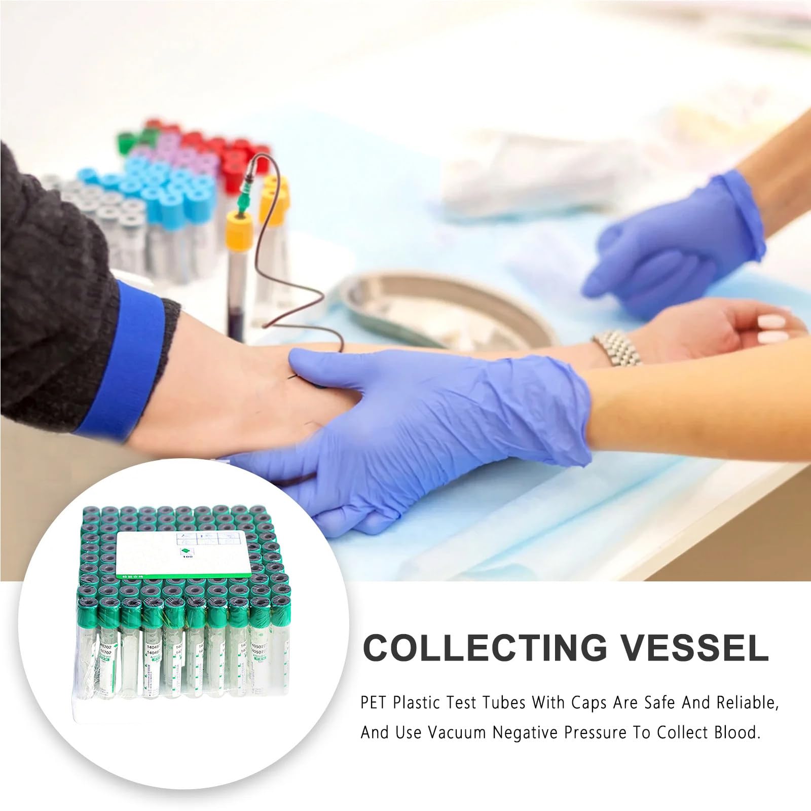 Tubos de extracción de Sangre al vacío para centrífuga - 100 Tubos de ensayo de Vidrio Pet para centrífuga de Laboratorio, Tubos de extracción de Sangre al vacío compatibles.