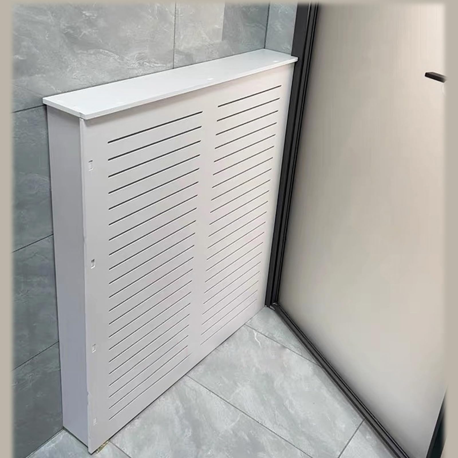 Cubre Radiadores Blanco Cubiertas de Radiador de Tres Lados para el Hogar Estante para Mueble de Baño, Mueble de Suelo para Sala de Estar y Pasillo(40x60x15cm/15.8x23.6x5.9in)