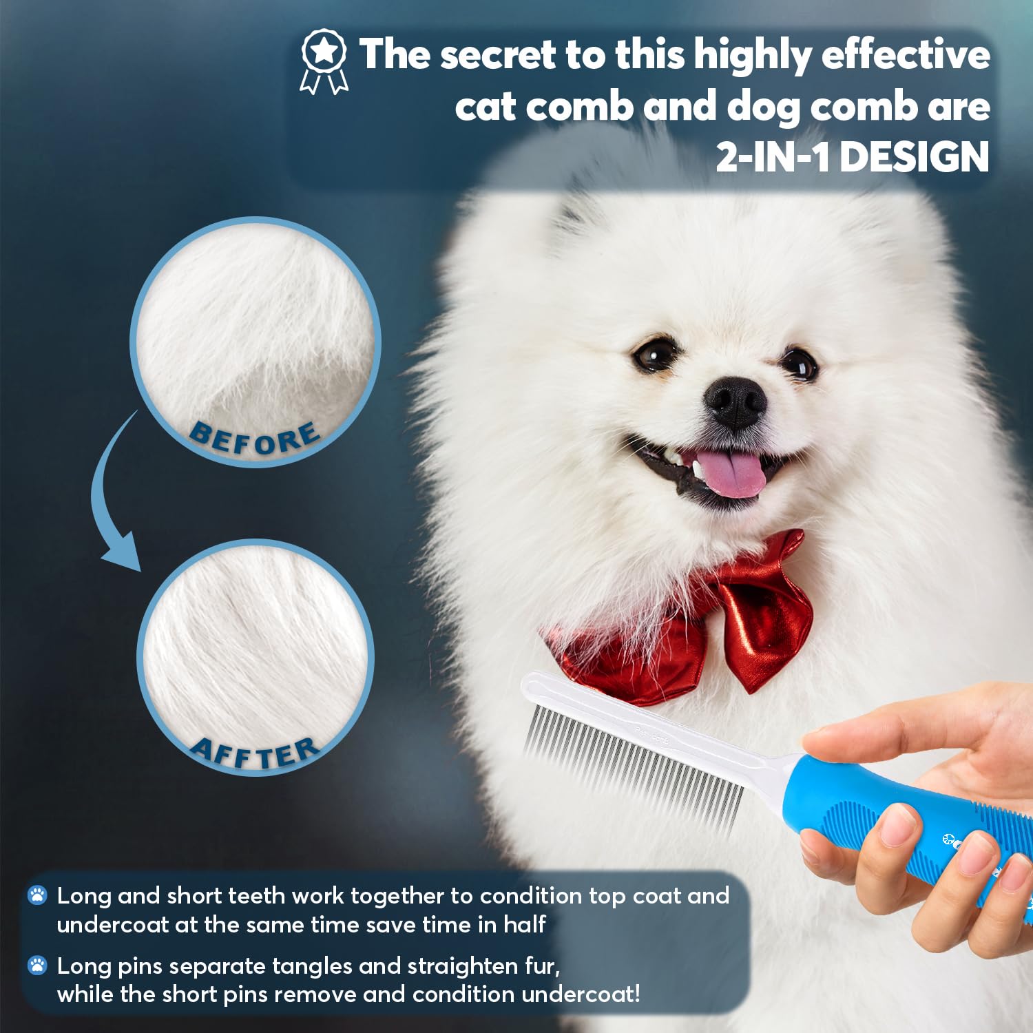 TAIKOUL Pettine per la cura del pelo per cani e gatti con cesoie lunghe e corte per cani, levigatrice ad artiglio con LED, 45 decibel super silenziosa