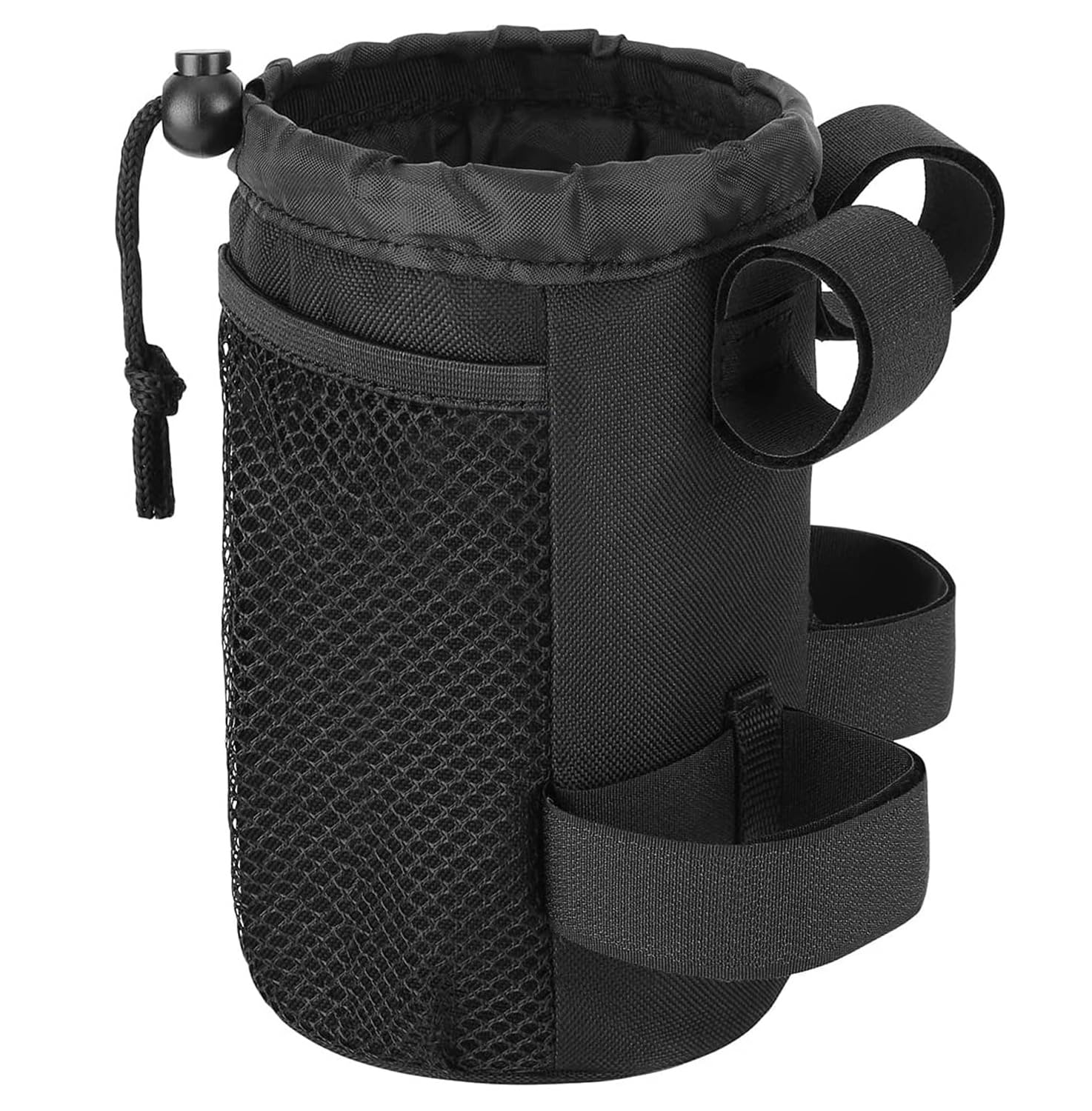 Bike Cup Holder, Bike Water Bottle Holder, Bicycle Cup Holder with Mesh Pockets for Cell Phone, Handlebar Drink Holder fo e-Bike, Boat, Scooter, Wheelchair etc