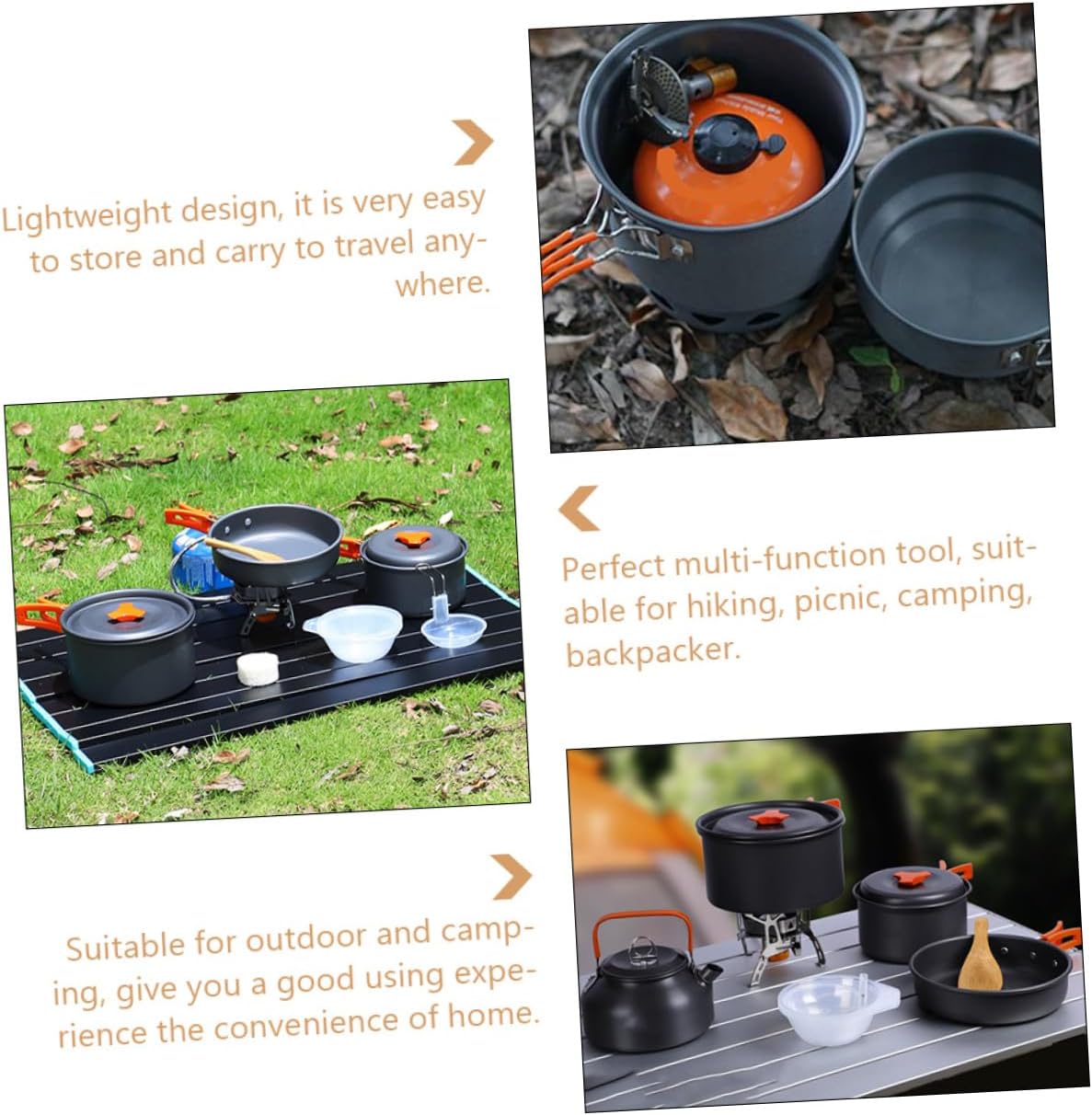 1Set Lightweight Camping Cookware Portable Kettle Kit for Outdoor Cooking Hiking Picnics and Barbecues Space Saving Design for Easy Carrying