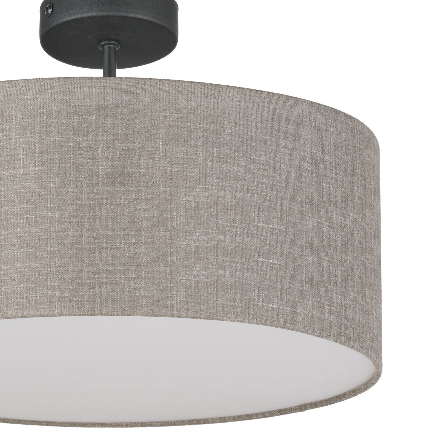 Licht-Erlebnisse Deckenleuchte Modern Leinen blendarm Ø 40 cm rund in Grau-Beige 4x E27 Deckenlampe Schlafzimmer Wohnzimmer