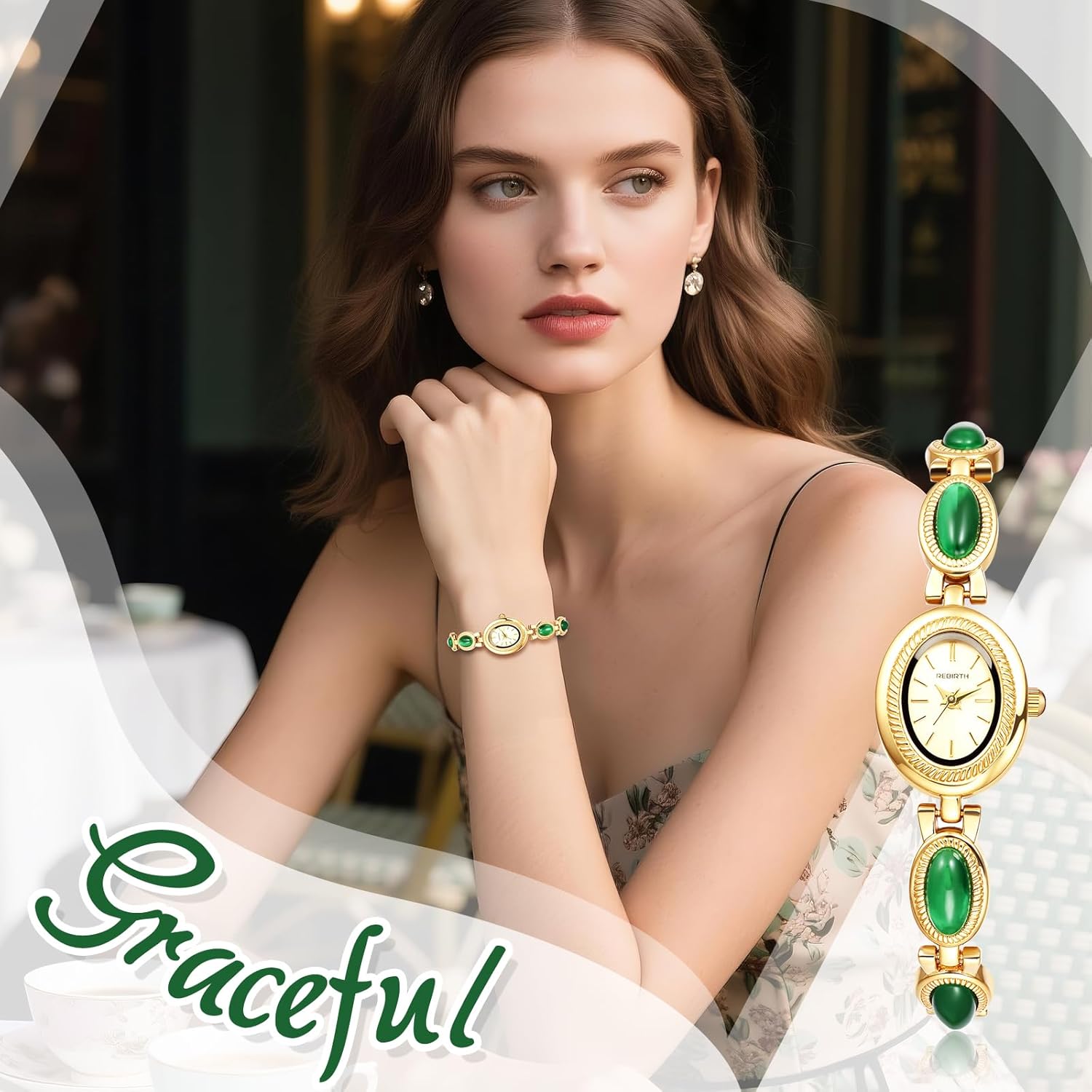 Avaner Women's Gold Bracelet Watches: Ladies Oval Face Colorful Rhinestones Adjustable Band Vintage Retro Elegant Quartz Wrist Watch - Image 5