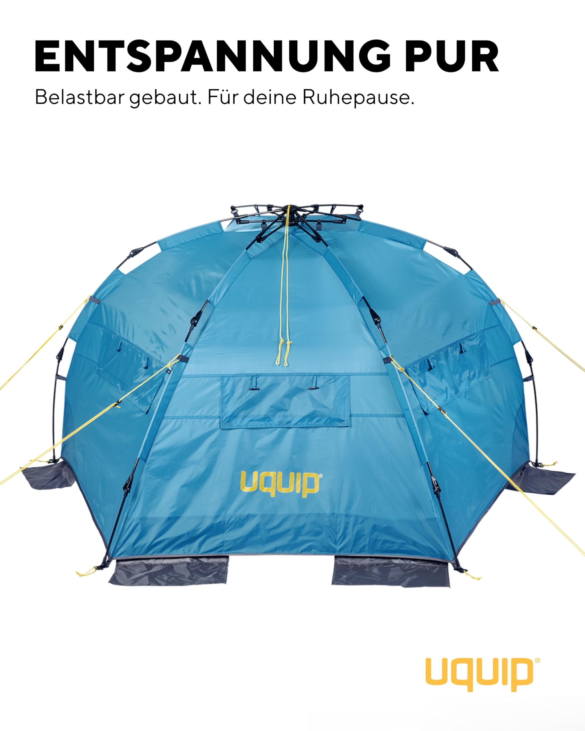 Uquip Strandmuschel Speedy Petrol I 150 x 115 x 200 cm I UPF 50+ Strandzelt zum Schutz vor Sonne, Wind & Regen I tragbares Beach Zelt mit Quick-Up System I ideal für Strand, Camping & Picknick
