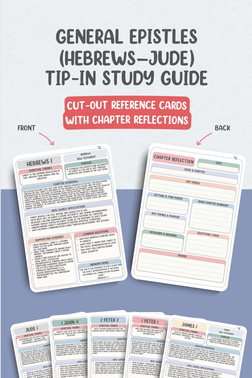 General Epistles (Hebrews – Jude) Chapter-by-Chapter Tip-In Bible Study Guide: Cut-Out Reference Cards with Chapter Reflections (Complete Chapter-by-Chapter Tip-In Bible Study Series)
