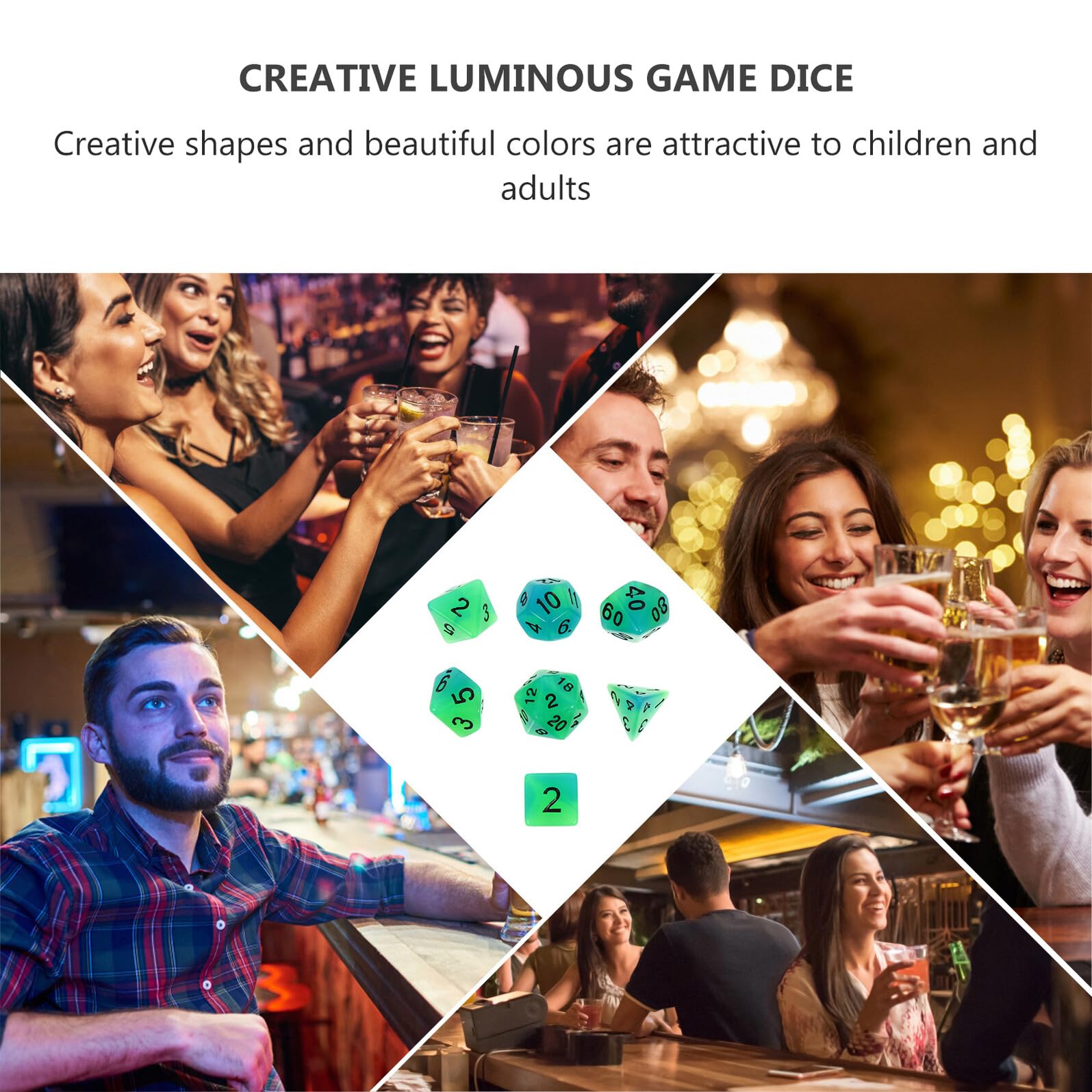 GALPADA 7pièces Dés Polyédriques pour Jeux de Société Lot de Dés Lumineux Portables Plusieurs Faces