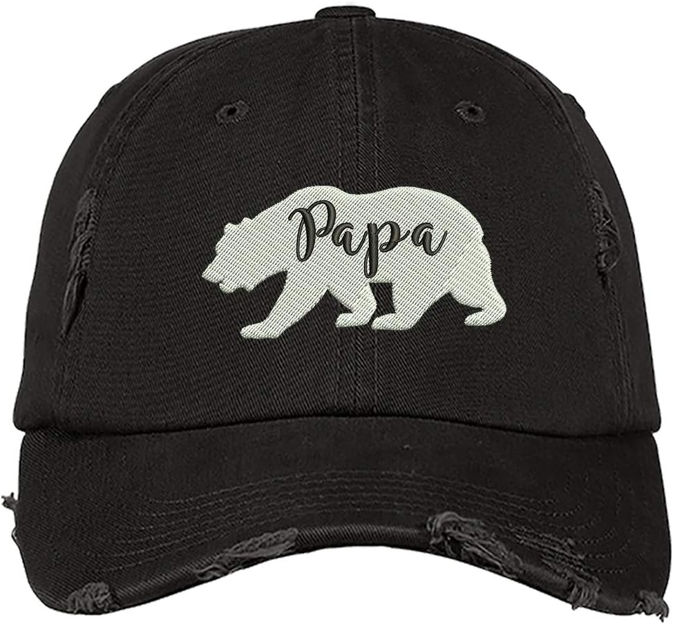 Papa Bear Distressed Baseball Cap- Unisex Dad Hat