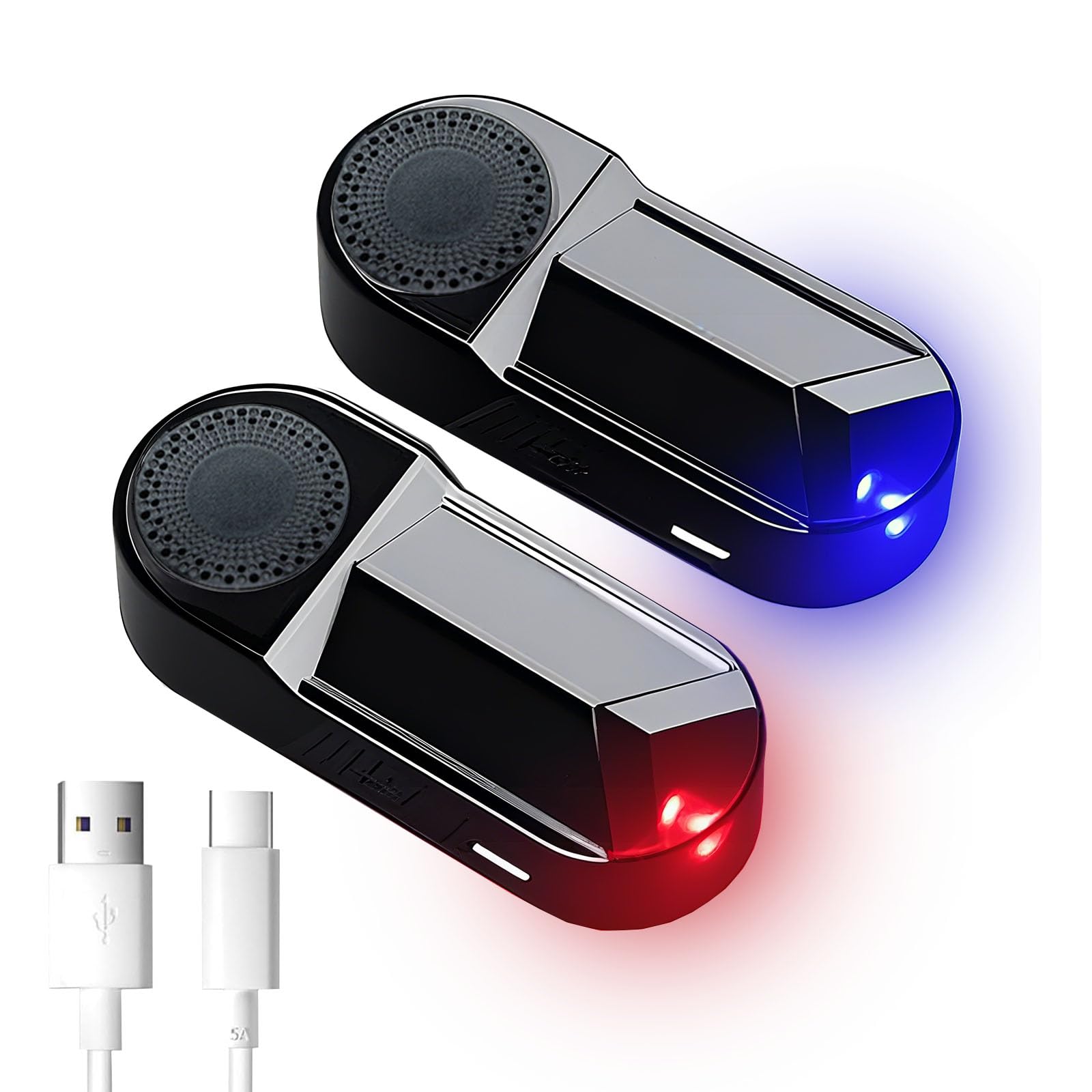 2pcs Solar Powered Car Alarm Fake LED Light Simulation Warning Simulation Anti-theft Flashing LED Light Security Light for Car Anti-Theft Measures with USB Port