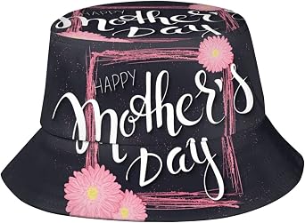 Happy Mothers Day Bucket Hat,Santa Hat, Packable Fashion Fisherman Hat, Travel Beach Sun Hat for Men Women