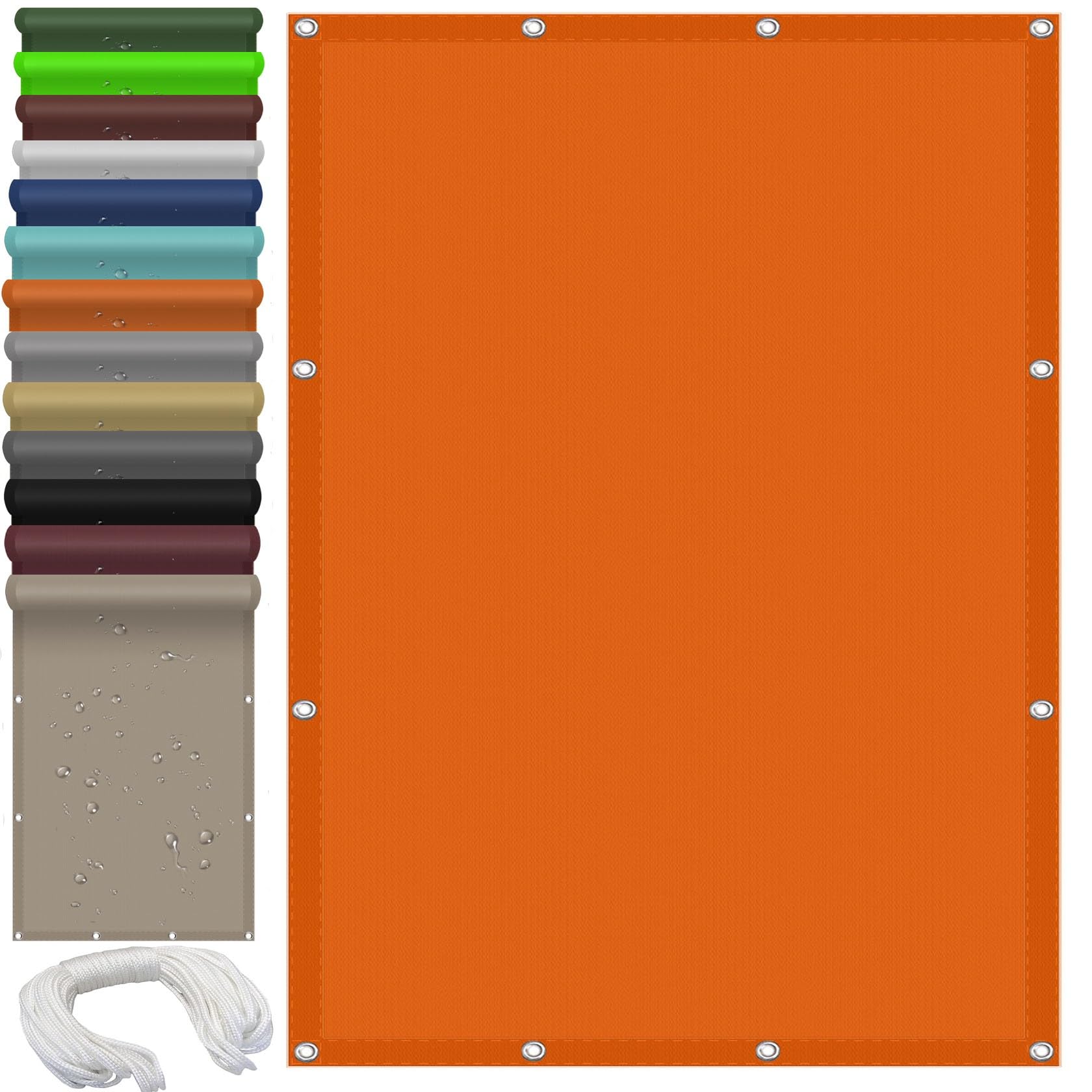 Voile d'ombrage 2 x 3.5 m orange imperméable et respirante pour terrasse et jardin