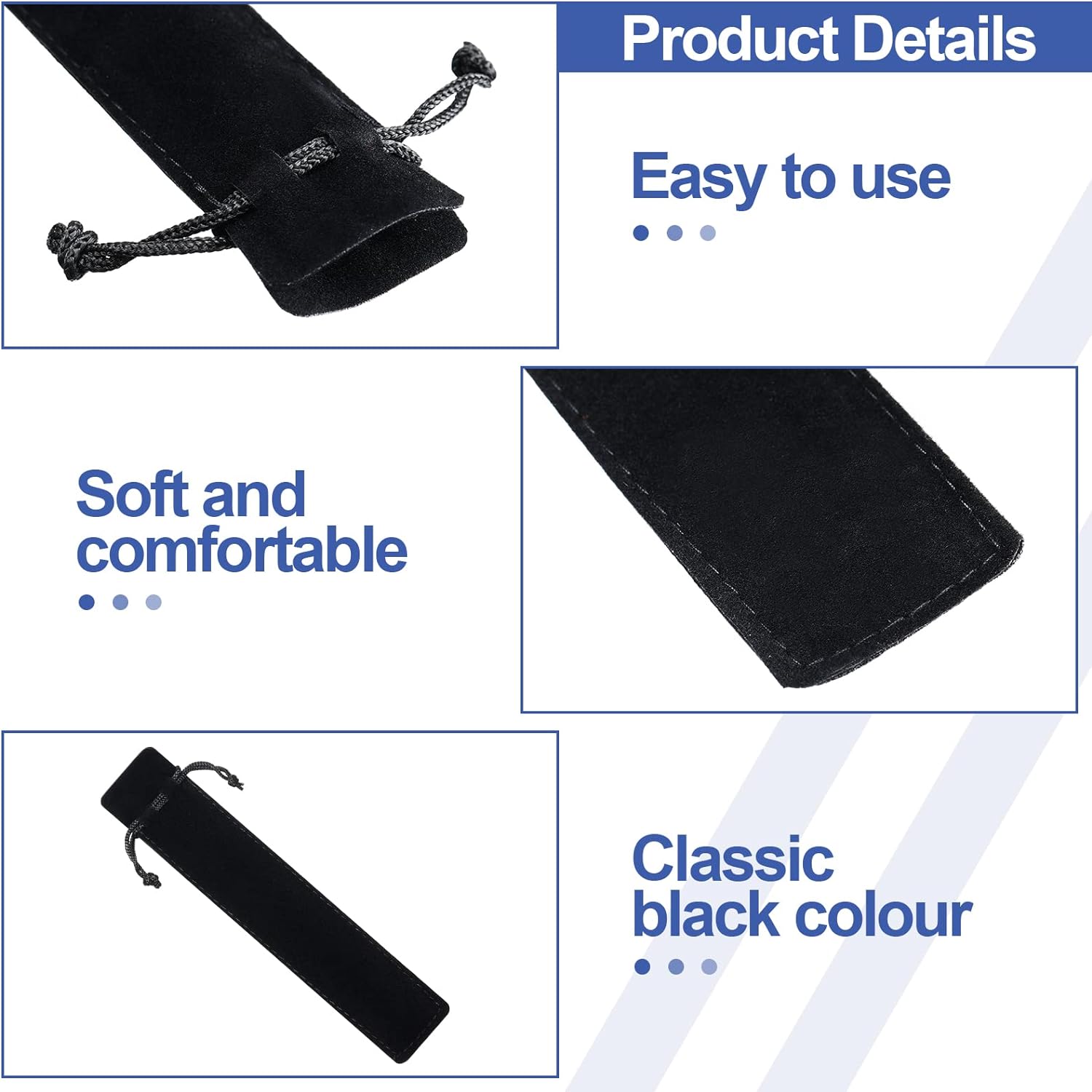 Yexiya 200 Pieces Velvet Pen Pouch Black Drawstring Pen Bag Black Pencil Case Pencil Bag Soft Single Sleeve Holder Home Decor Products for Student Adult Gifts School Office Business Supplies