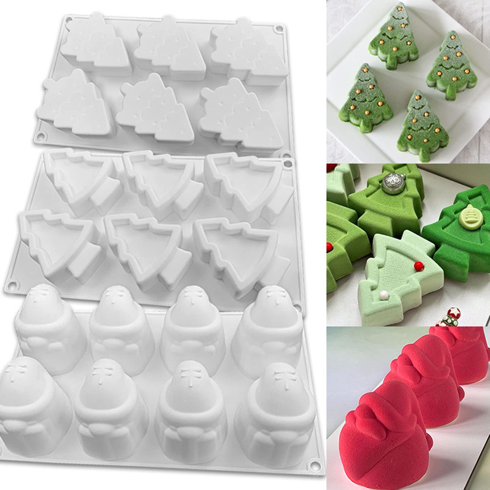 Moldes de silicona Moldes de fondant Molde de chocolate Árbol de Navidad/Navidad Hombres Material de silicona Accesorios for hornear for cocina Hornear Moldes de dulces de Navidad for chocolate ( Colo