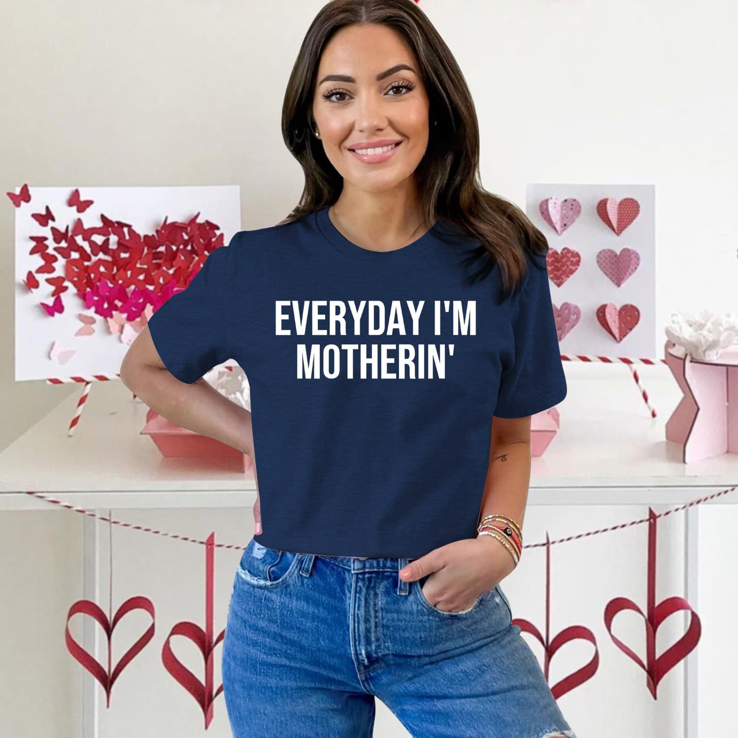 Mama Shirt for Women Funny Mom Life Crewneck T-Shirt Mother Mommy Short Sleeve Tee image 2