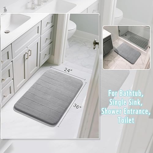 Miniatura 2 de Yimobra Alfombra de baño de espuma viscoelástica, tamaño grande, 36.2 x 24 pulgadas, cómoda, suave, superabsorción de agua, lavable a máquina,