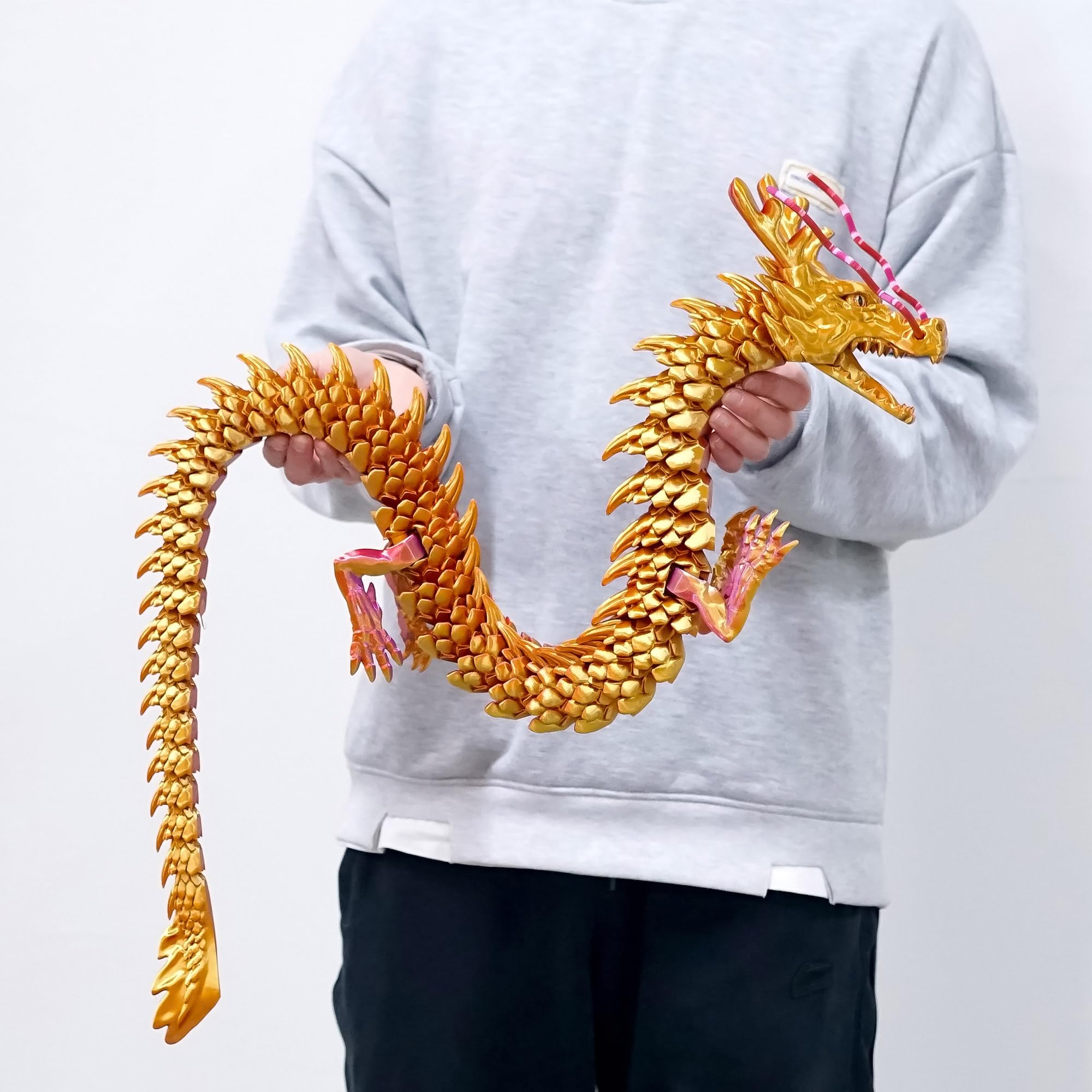 BANPIWOLG 47.5inch Super Large 3D Printed Dragon,Flexible Joint Animal Figurines, Cool Stuff Fun Gift,Home Office Decor,Fidget Toy for Adults Teens Boy Gifts Easter Basket Stuffers (colorfulF)