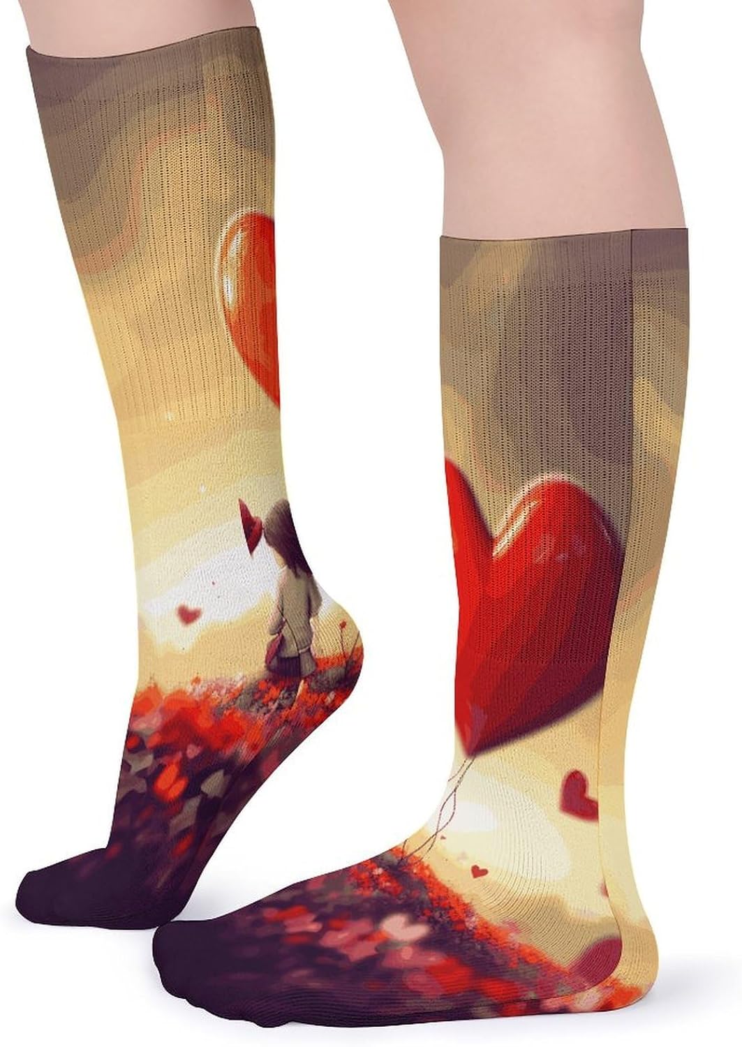 Love Couple Crew Socks High Stocking Thermal Socks | Tube Socks-Breathable-Moisture-Soft-wicking for Hospital Pilates Yoga for women men Grippy for office and daily walking