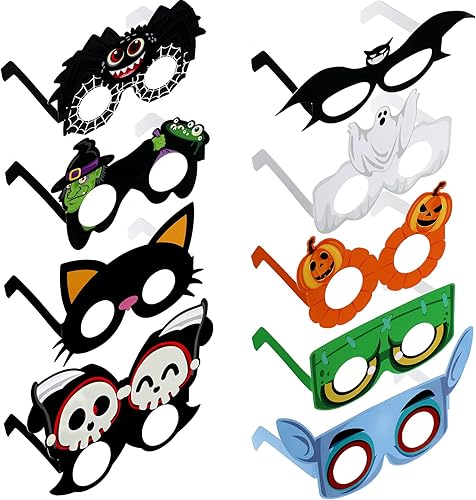Clabby 36 vasos de papel de Halloween, divertidos regalos de anteojos de fiesta, decoraciones de bruja y murciélago para niños y adultos, disfraz de