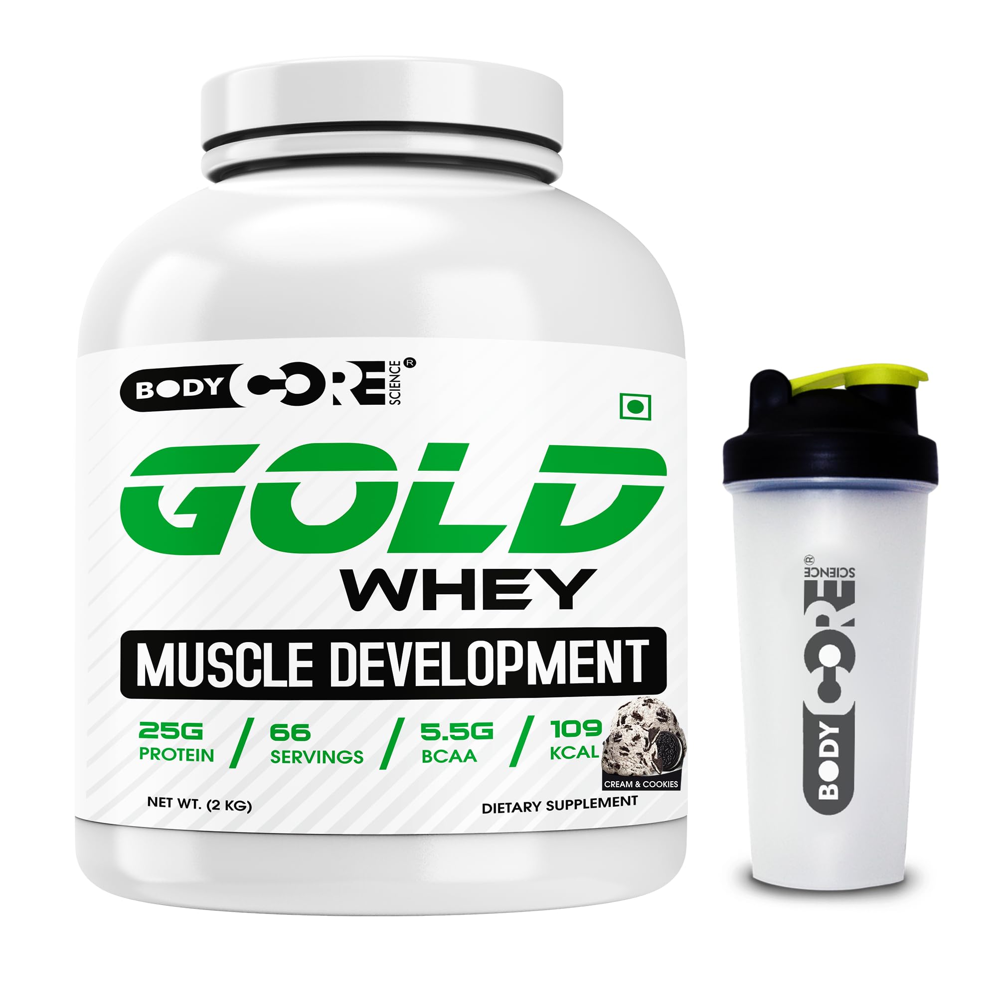 Body Core Science Gold Whey Muscle Development-2 Kg (Cookies and Cream, PO1+Shaker) (B0CGHYCK3B) Amazon Price History, Amazon Price Tracker