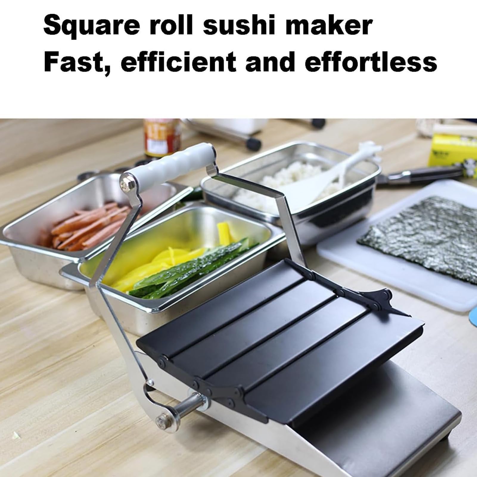Sushi-Rollschneider – Manuelle Rollmaschine für perfekte Schnitte von Sushi, Reisbällchen, Schinken, Tofu, Mittagessen Fleisch und Gemüse