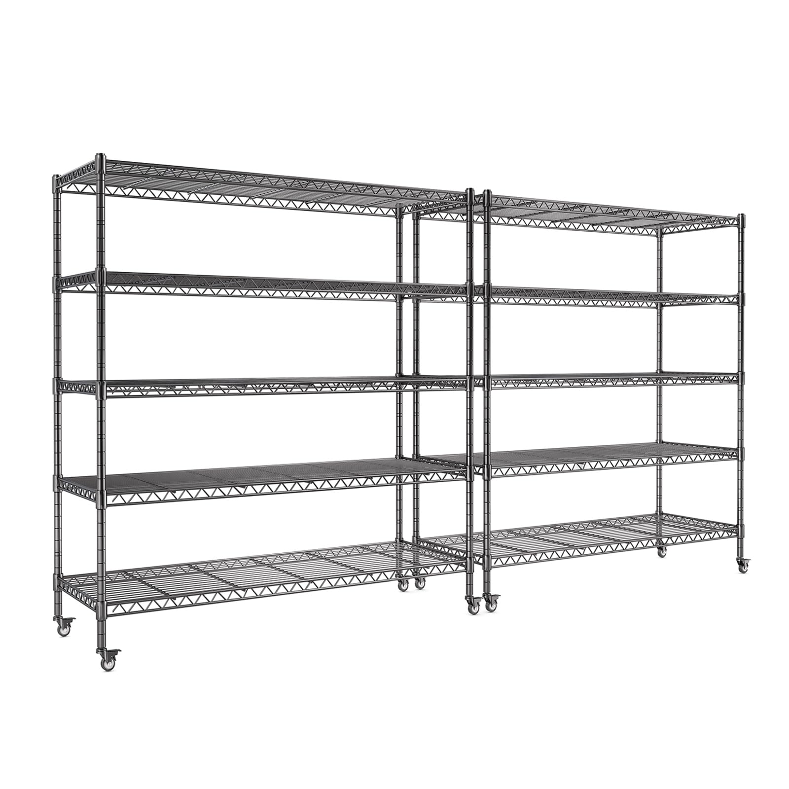 Set di 2 scaffali a 5 strati, 116 cm, con ruote, portata 1400 kg